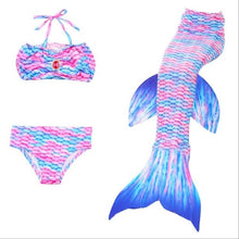 Load image into Gallery viewer, 2018 3 Pieces Girl's Mermaid Tails For Swimming Costume with Monofin Kid Zeemeerminstaart Cola De Sirena Cauda De Sereia Cosplay