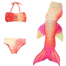 Load image into Gallery viewer, 2018 3 Pieces Girl's Mermaid Tails For Swimming Costume with Monofin Kid Zeemeerminstaart Cola De Sirena Cauda De Sereia Cosplay