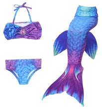 Load image into Gallery viewer, 2018 3 Pieces Girl's Mermaid Tails For Swimming Costume with Monofin Kid Zeemeerminstaart Cola De Sirena Cauda De Sereia Cosplay