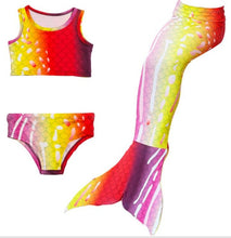 Load image into Gallery viewer, HOT!3PCS/Set Kids Mermaid Swimming Tail Swimsuit Summer swim dress cosplay mermaid tails Swimwear for Girls